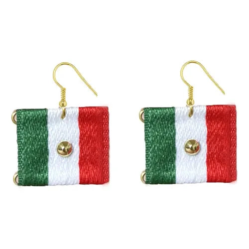 2 Pares de Aretes con Letras de Feliz Año Nuevo Color Verde y Rojo | Grado B