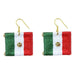 2 Pares de Aretes con Letras de Feliz Año Nuevo Color Verde y Rojo | Grado B