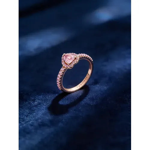 Anillo de Compromiso con Corazón Brillante Color Plateado | Grado B