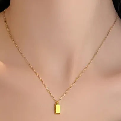 Collar de Clavícula con Colgante Brillante Color Dorado Rosa | Grado B