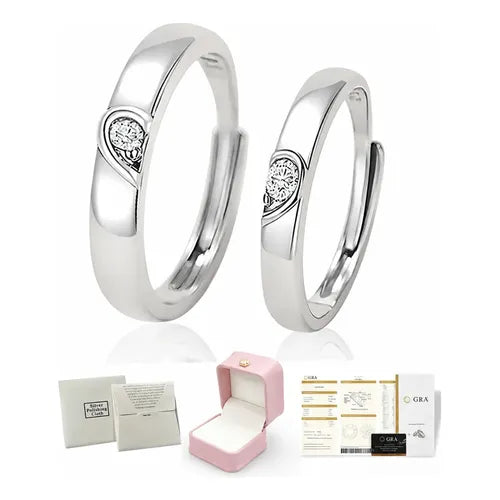 Anillo de Promesa Ajustable para Mujer Color Plateado | Grado B