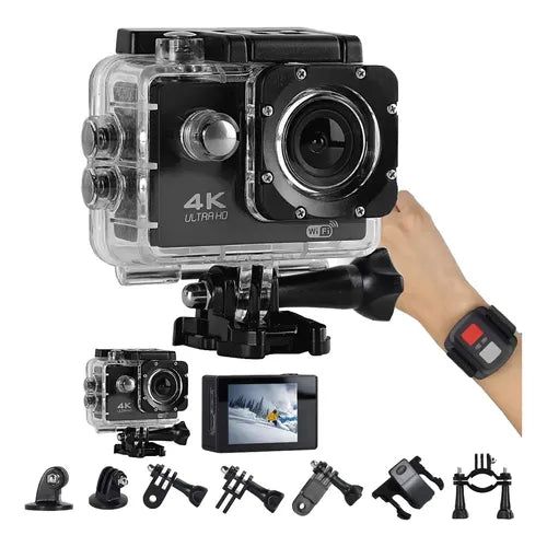 Cámara Deportiva Sumergible Ausek ATM40R 5K con Doble Pantalla Color Negro | Grado B