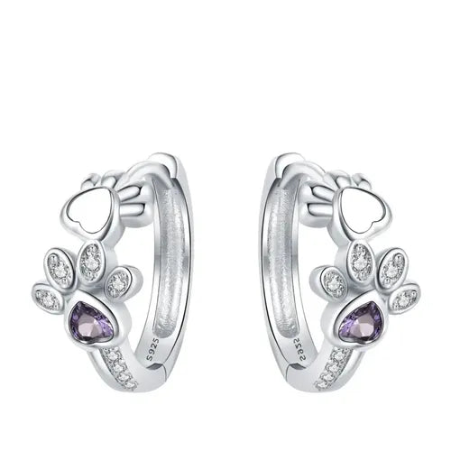 Pendientes con Diseño de Huellas Color Plateado | Grado B