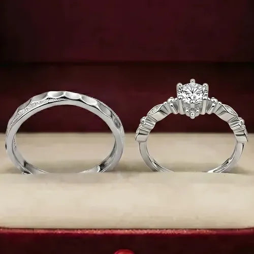 ANILLOS DE PROMESA PAREJA PLATA925 COMPROMISO AJUSTABLEPLATA PLATA AJUSTABLE