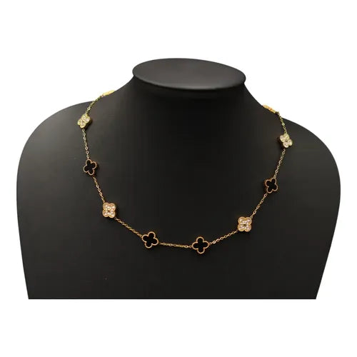 Collar de Clavícula con Colgante Brillante Color Dorado Rosa | Grado B