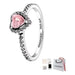 Anillo de Corazón Rosa con Caja, Talla 7 | Grado B