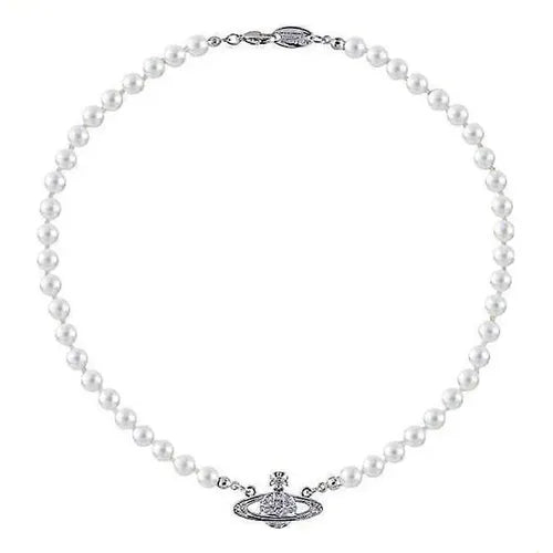 Collar Saturno de Perlas Blancas | Grado B