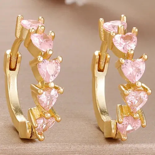 Pendientes CZ para Mujer Niñas Aretes Oro 14K con Zirconias Dorado | Grado B