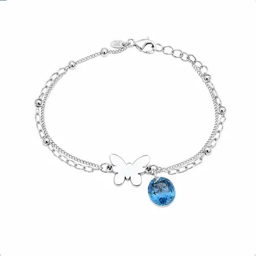Pulsera de Cadena con Dije de Mariposa Color Plateado | Grado B