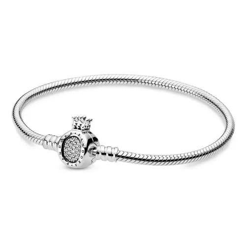 Pulsera con Broche de Corona Color Plateado | Grado B
