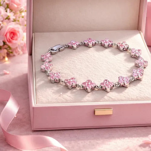 Pulseras con Cristales Centelleantes Color Plateado | Grado B