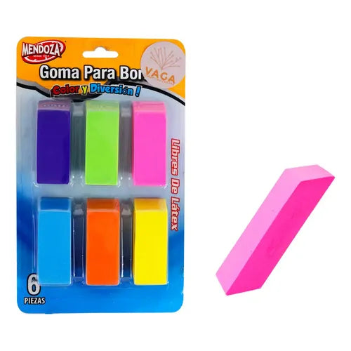 6 Gomas de Borrar con 6 Capuchones Protectores | Grado B