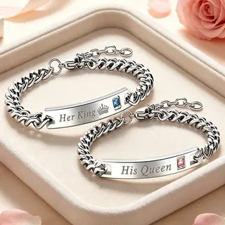 Pulseras de Pareja Rey y Reina 5.4 cm y 43.18 cm | Grado B
