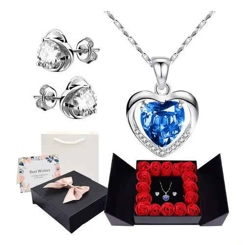 Collar con Dijes de Dos Corazones Regalo para Mujer | Grado B