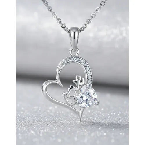 Collar de Corazón Brillante Blanco | Grado B