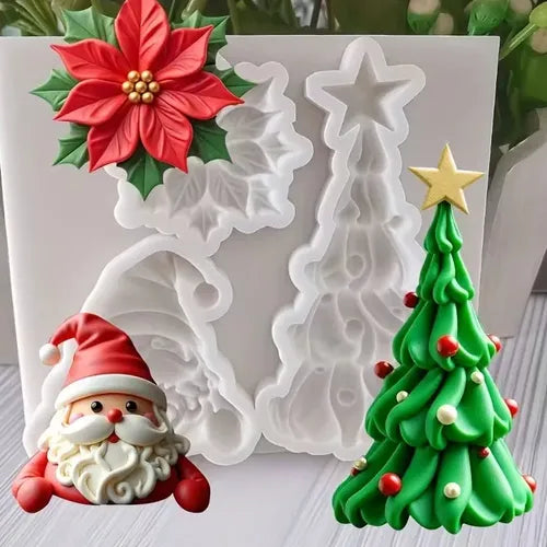 Molde Silicón Navidad 14 Figuras Árbol Jengibre Santa Nieve