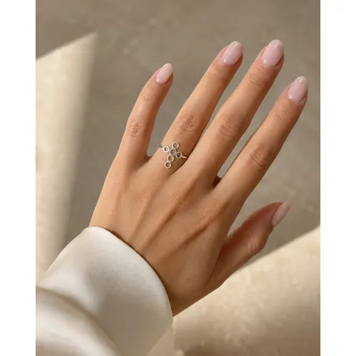 Anillo de Promesa Ajustable para Mujer Color Plateado | Grado B