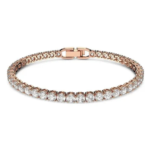 Pulsera de Tenis Angelic con Cristales Color Dorado Rosa | Grado B
