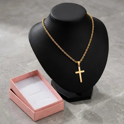 Collar de Cadena con Dije de Cruz en Acero Inoxidable para Mujer | Grado B