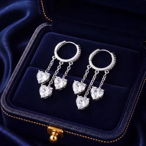 Pendientes de Doble Anillo Color Plateado | Grado B
