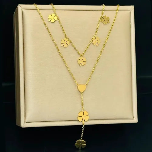 Collar Geométrico Calado de Acero Inoxidable Color Dorado | Grado B