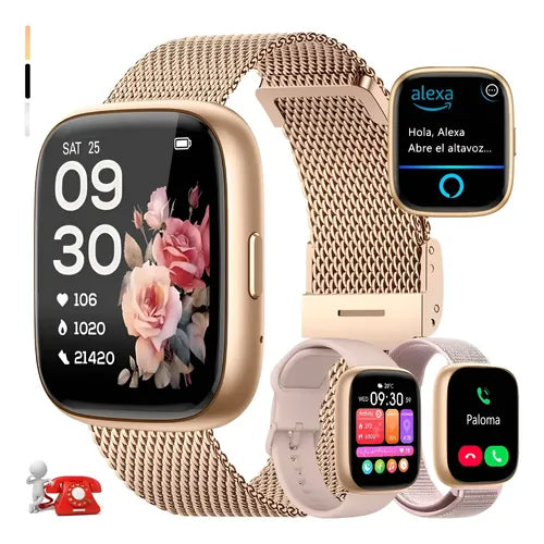Smartwatch Reloj Inteligente para Mujer de 1.85 Pulgadas con Llamadas Bluetooth BW0439 Color Dorado Milanés | Grado B