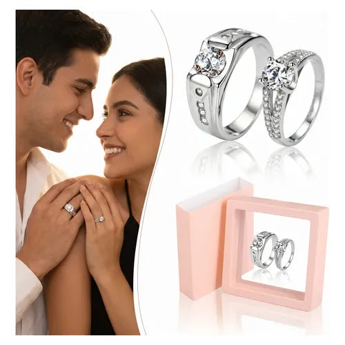 Anillos de Promesa para Pareja Ajustables Color Dorado | Grado B