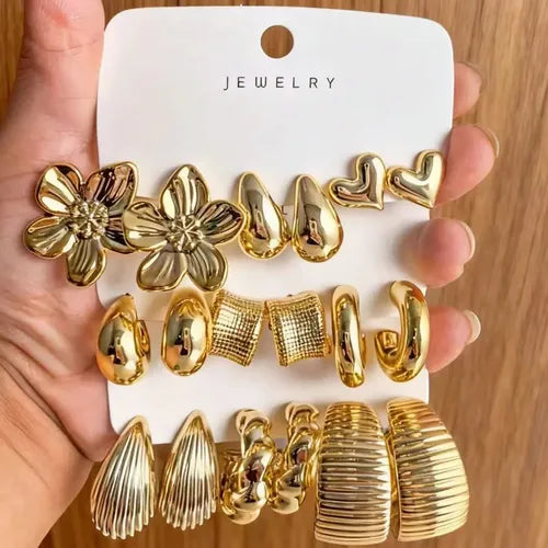 Arracadas Martilladas para Mujer Color Dorado | Grado B