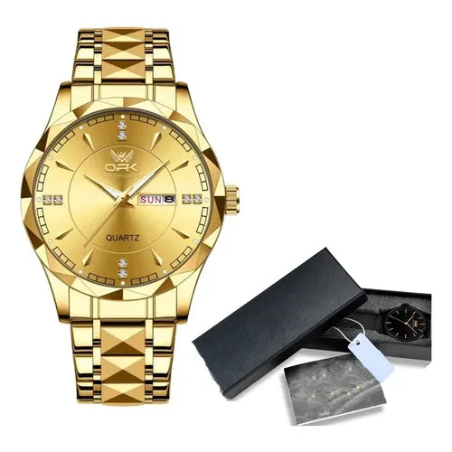 Reloj Zunpai Impermeable e Inoxidable Color Dorado para Hombre | Grado B