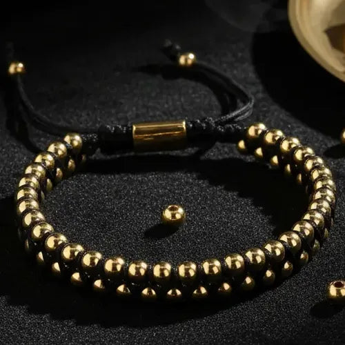 Pulseras de Pareja Ajustables Unisex Color Dorado | Grado B