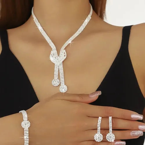 Juego de Collar y Pulsera de Moda para Mujer Color Plateado | Grado B