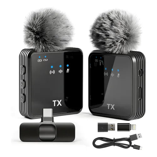 Micrófono Inalámbrico Lavalier con Cancelación de Ruido 2.4G USB Negro | Grado B
