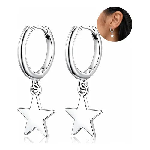 Pendientes de Doble Anillo Color Plateado | Grado B