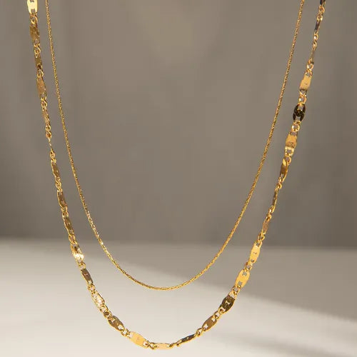 Collar Geométrico Calado de Acero Inoxidable Color Dorado | Grado B