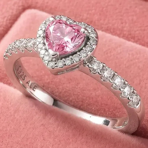 Anillo de Compromiso con Piedra Tipo Moissanita Ajustable Color Plateado
