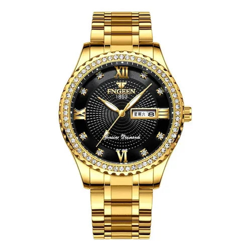 Reloj Zunpai Impermeable Inoxidable Color Dorado para Hombre | Grado B