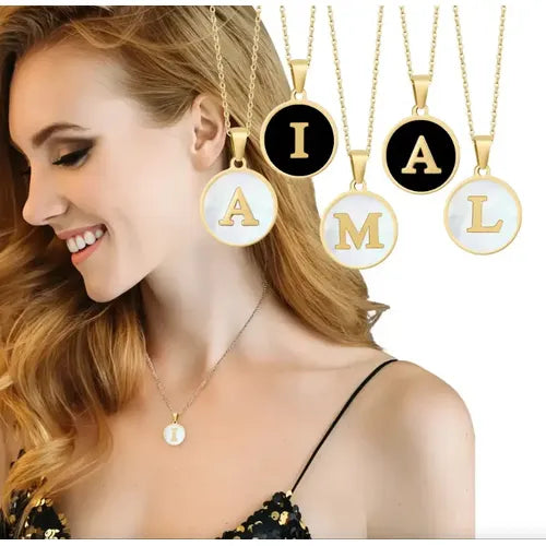 Collar Dije Letras Iniciales Acero Inoxidable Doradas Mujer | Grado B