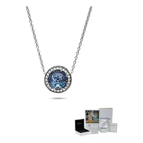 Collar Océano Azul Brillante Color Plateado