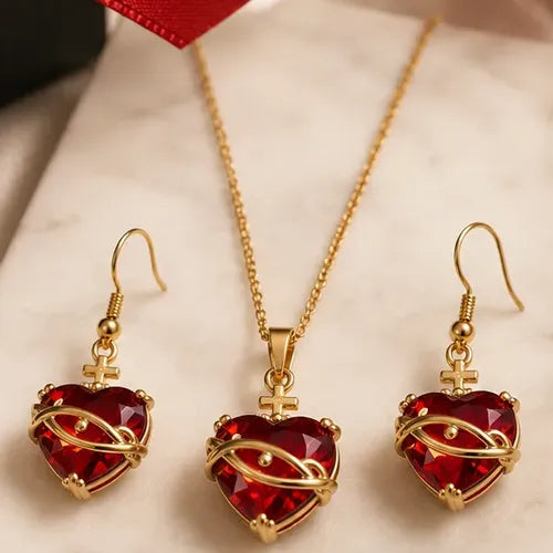 Conjunto de Zirconia Octogonal Color Dorado Rosa | Grado B
