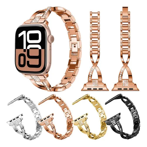 Correa de Metal con Cristales Compatible con Apple Watch Series 1 a 11 | Grado B