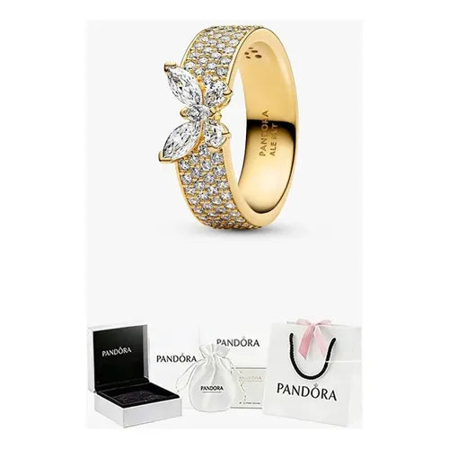 Anillo Doble Halo Brillante Color Plateado | Grado B