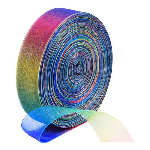 16 Rollos de Listón Multicolor Arcoíris | Grado B