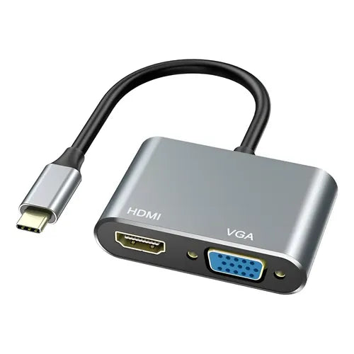 Adaptador 4 en 1 USB C a HDMI y VGA 4K con Carga PD de 100W para MacBook | Grado B