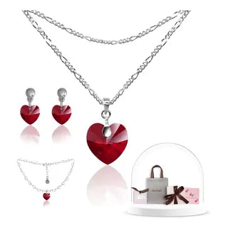 Collar con Colgante de Corazón Latiente Rojo | Grado B