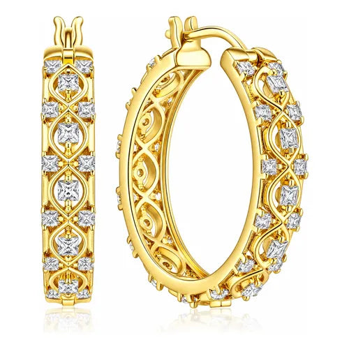 Pendientes con Zirconias para Mujer y Niña Color Dorado | Grado B