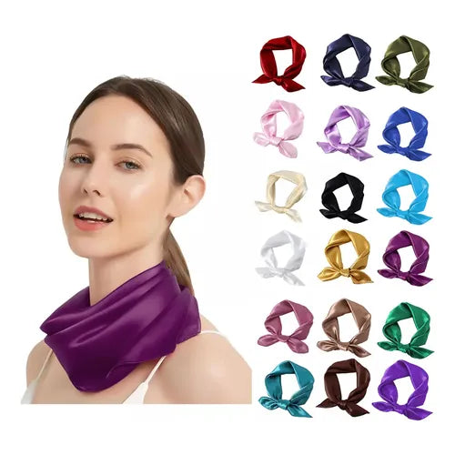 Mascada Pañuelo de Satín Color Sólido para Mujer | Grado B