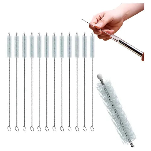 20 Cepillos Limpiadores para Popote de Acero Inoxidable 23 cm | Grado B