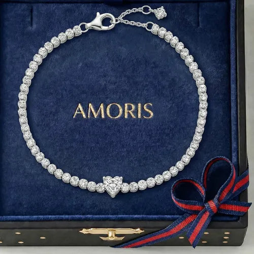 Pulsera con Cristales Azules Brillantes Color Plateado | Grado B