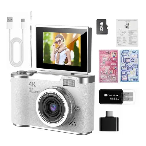 Cámara Digital WiFi Full HD 4K con Pantalla LCD y 64 GB Color Rosa Claro | Grado B