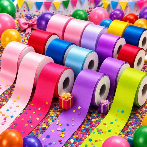 16 Rollos de Listón Multicolor Arcoíris | Grado B
